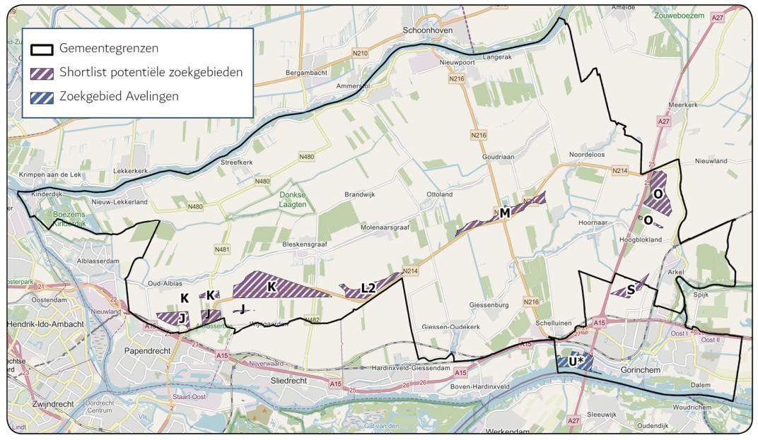 Zoekgebieden windenergie Molenlanden en Gorinchem - februari 2024