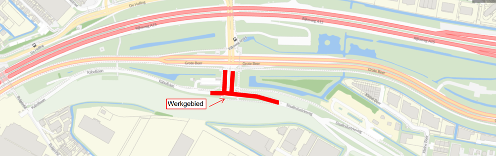 Schets situatie werkzaamheden kruising De Helling/Staalindustrieweg