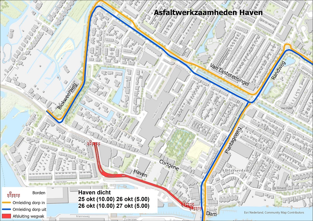 Kaart asfaltwerkzaamheden Haven 